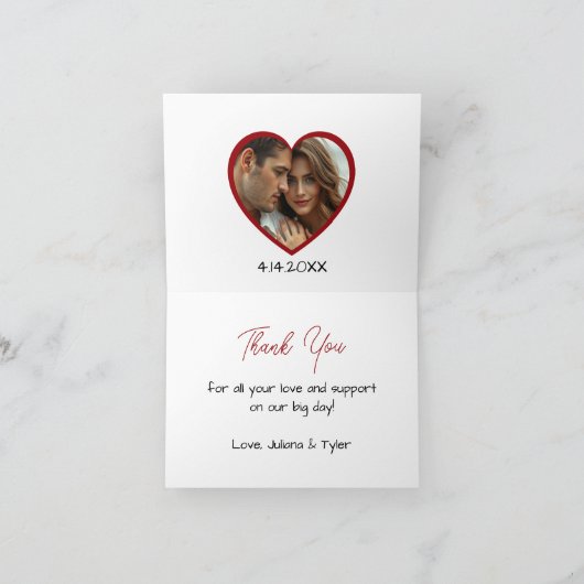 Dank je | Huwelijk gepersonaliseerd Bedankkaart (Binnen)