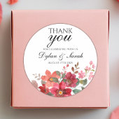 Dank je huwelijksgunst Rode Bloemen Ronde Sticker