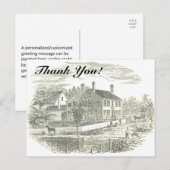"Dank je!" + Illustratie van oud huis en boerderij Briefkaart (Voorkant / Achterkant)