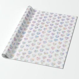 Dank je in 44 talen als hartvormig DC-patroon Cadeaupapier