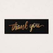 Dank je in Faux Smooth Gouden Script Trouwgunst Mini Visitekaartjes (Voorkant)