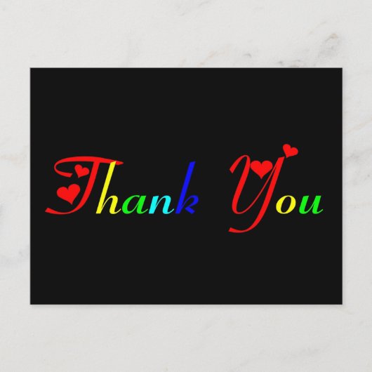 Dank je in regenboogkleuren briefkaart (Voorkant)