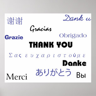 Dank je (in zwart en blauw002) Afdruk Poster