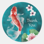 Dank je Japanse Koi Fish, Cherry Blossom Japan Ronde Sticker (Voorkant)