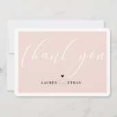 DANK JE JE trouwfoto elegant zwart-wit roze Kaart (Voorkant)