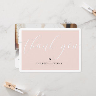 DANK JE JE trouwfoto elegant zwart-wit roze Kaart