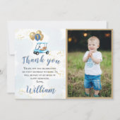 Dank je jongen golf thema foto eerste verjaardag bedankkaart (Voorkant)