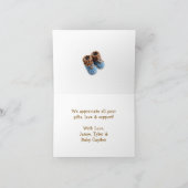 Dank je | Jongens babyshower gehaakte beer Bedankkaart (Binnen)