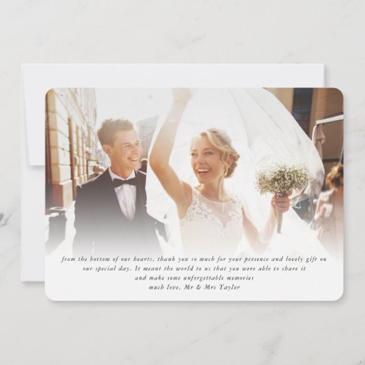 DANK JE JULLIE trouwfoto elegant chic duck egg blu Kaart (Achterkant)