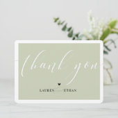 DANK JE JULLIE trouwfoto elegant zwarte sage green Kaart (Staand voorkant)