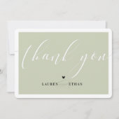 DANK JE JULLIE trouwfoto elegant zwarte sage green Kaart (Voorkant)