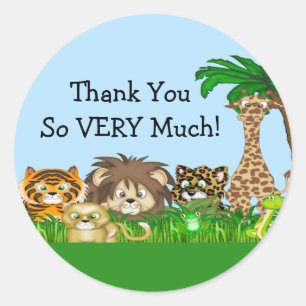 Dank je! Jungel-Baby shower Ronde Sticker