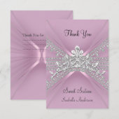 Dank je kaart Sweet Sixteen 16 Tiara Pink (Voorkant / Achterkant)