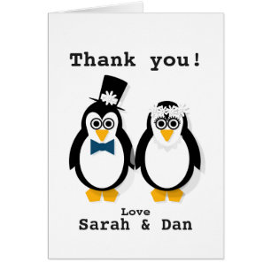 "Dank je!"  Kaart van Penguin Wedding