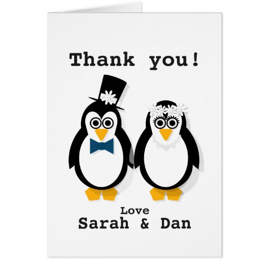 "Dank je!"  Kaart van Penguin Wedding (Voorkant)