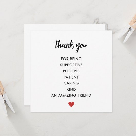Dank je kaart voor vriend (Voorkant / Achterkant in situ)