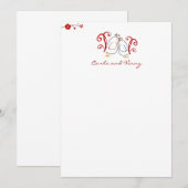 Dank je Kaarten Tortelduifjes & bloesems Notitiekaartje (Voorkant / Achterkant)