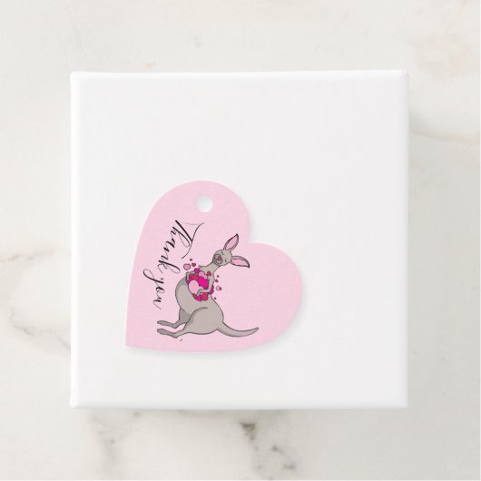 Dank je kangoeroe met harten bedankjes labels (In situ)