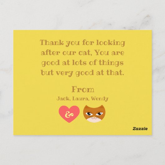Dank je kattenoppasser briefkaart (Achterkant)