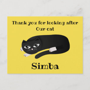 Dank je kattenoppasser briefkaart