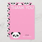 Dank je Kawaii Panda Beer Roze Persoonlijk Bedankkaart (Voorkant / Achterkant)