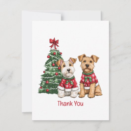 Dank je kerst Welsh Wire Fox Terrier honden Bedankkaart (Voorkant)