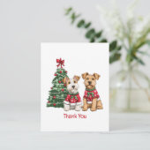 Dank je kerst Welsh Wire Fox Terrier honden Bedankkaart (Staand voorkant)