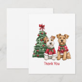 Dank je kerst Welsh Wire Fox Terrier honden Bedankkaart (Voorkant / Achterkant)
