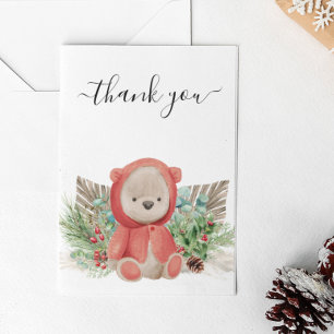 Dank je Kerstmis Babybeer Boho Shower Notitiekaartje