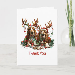 Dank je Kerstmis Basset Hound Honden Bedankkaart