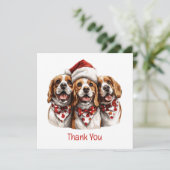 Dank je Kerstmis Beagle Honden Bedankkaart (Staand voorkant)