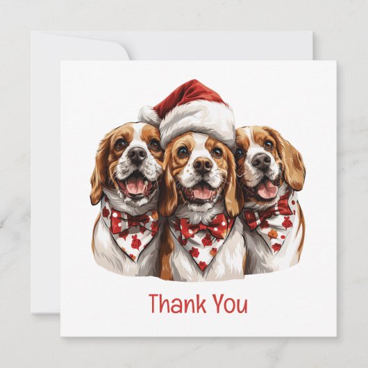 Dank je Kerstmis Beagle Honden Bedankkaart (Voorkant)