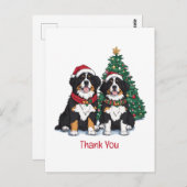 Dank je Kerstmis Berner Sennenhonden Briefkaart (Voorkant / Achterkant)