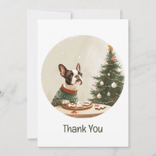 Dank je Kerstmis Boston Terrier Hond Bedankkaart