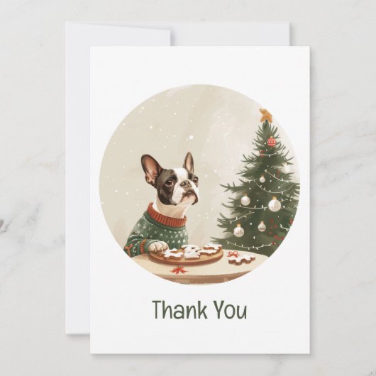 Dank je Kerstmis Boston Terrier Hond Bedankkaart (Voorkant)