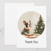 Dank je Kerstmis Boston Terrier Hond Bedankkaart (Voorkant / Achterkant)