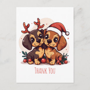 Dank je Kerstmis Dachshund Honden Briefkaart