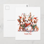Dank je Kerstmis Engelse Bulldog Rendier Sinterkla Briefkaart (Voorkant / Achterkant)
