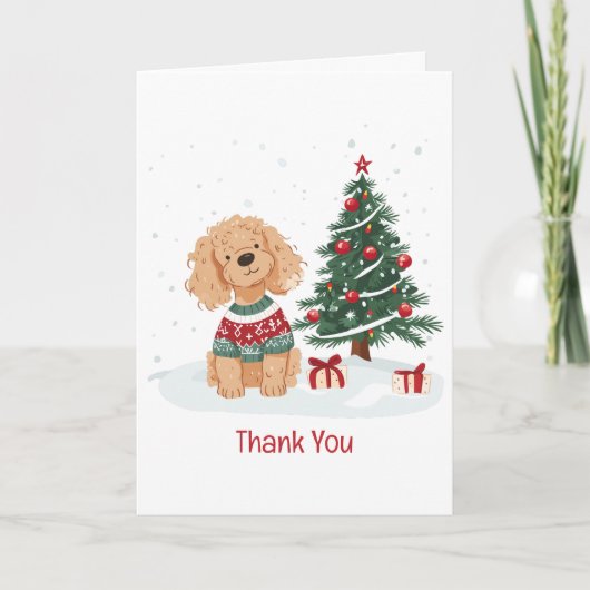 Dank je Kerstmis Goldendoodle Hond Bedankkaart (Voorkant)
