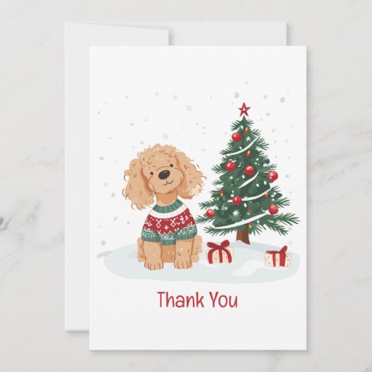 Dank je Kerstmis Goldendoodle Hond Bedankkaart (Voorkant)
