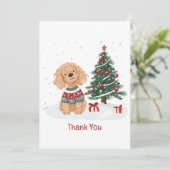 Dank je Kerstmis Goldendoodle Hond Bedankkaart (Staand voorkant)