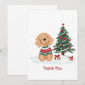 Dank je Kerstmis Goldendoodle Hond Bedankkaart (Voorkant / Achterkant)