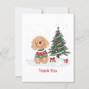 Dank je Kerstmis Goldendoodle Hond Briefkaart