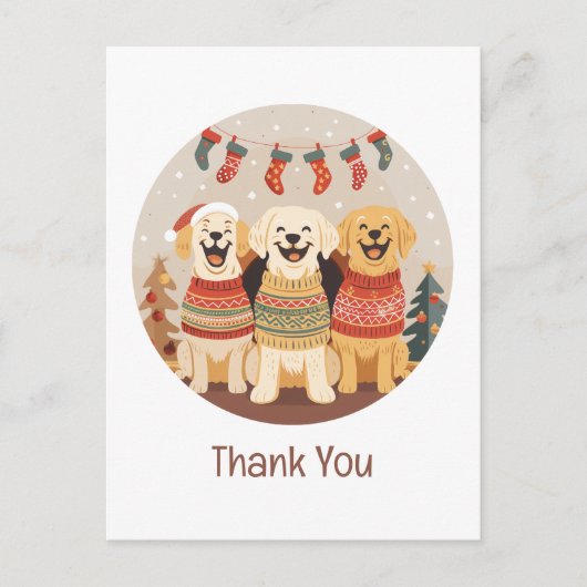 Dank je Kerstmis Labrador Retriever Honden Briefkaart (Voorkant)