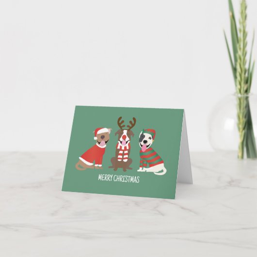 Dank je Kerstmis Pit Bull Honden Bedankkaart (Voorkant)