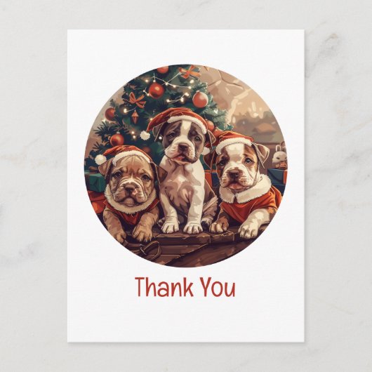 Dank Je Kerstmis Pit Bull Puppies Briefkaart (Voorkant)
