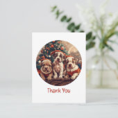 Dank je Kerstmis Pit Bull Puppy Honden Briefkaart (Staand voorkant)