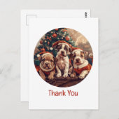 Dank je Kerstmis Pit Bull Puppy Honden Briefkaart (Voorkant / Achterkant)