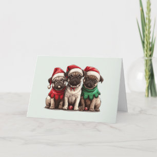 Dank je Kerstmis Pugs Honden Bedankkaart