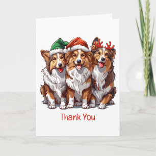 Dank je Kerstmis Shetland Sheepdogs Bedankkaart
